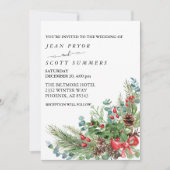 Winter Kerstfeest Waterverf bruiloft Kaart (Voorkant)