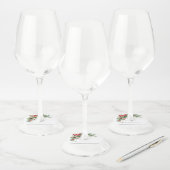 Winter Kerstfeest Weddenschap Pine Bouquet Wijnglaslabel (Set)