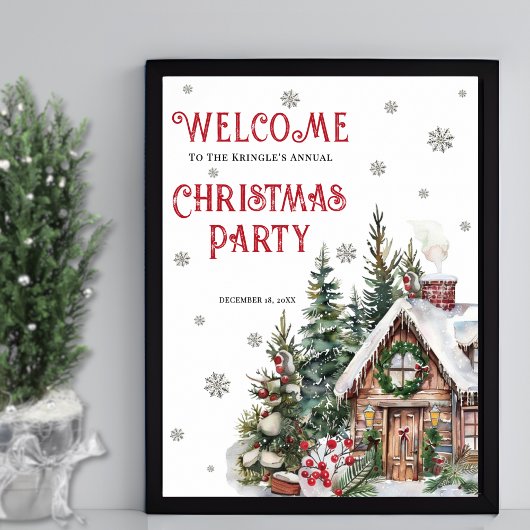 Winter Kerstfeest Welkomstbord Poster