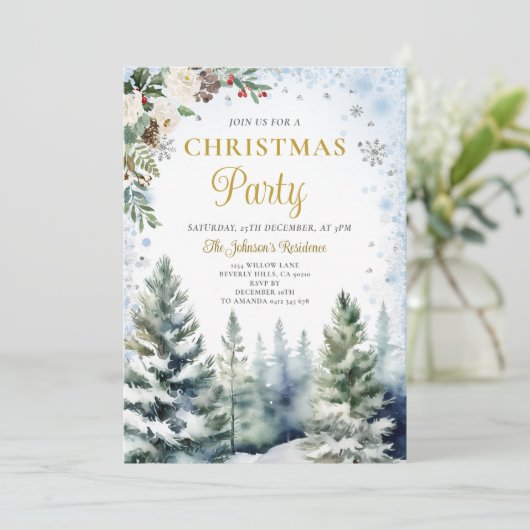 Winter Kerstfeest Wit & Blauwe Sneeuwvlokken Kaart (Staand voorkant)