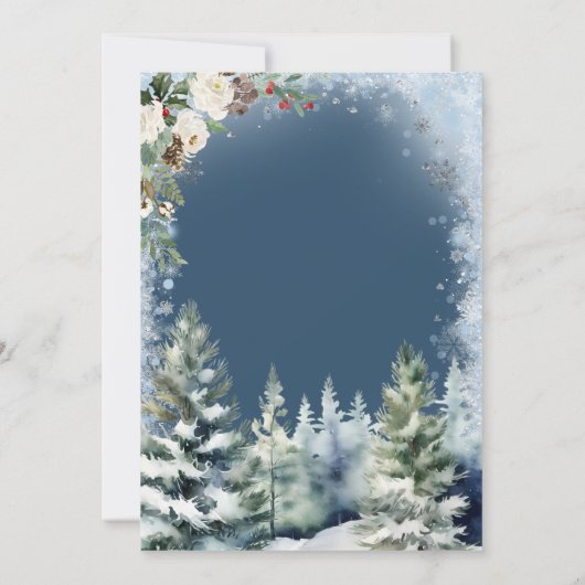 Winter Kerstfeest Wit & Blauwe Sneeuwvlokken Kaart (Achterkant)