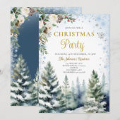 Winter Kerstfeest Wit & Blauwe Sneeuwvlokken Kaart (Voorkant / Achterkant)