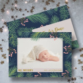Winter Kerstfeestdag Foto geboorteaankondigingen Feestdagenkaart