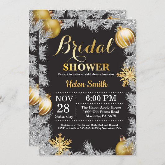 Winter Kerstfeestdag — Uitnodiging voor een briefi (Voorkant / Achterkant)