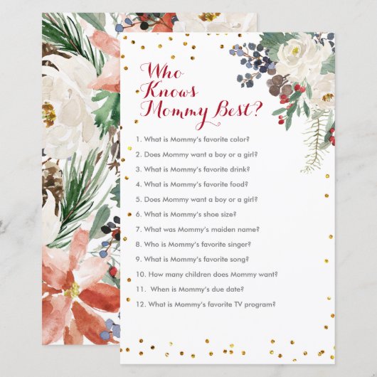 Winter KerstFloral die mama het beste spel kent (Voorkant / Achterkant)