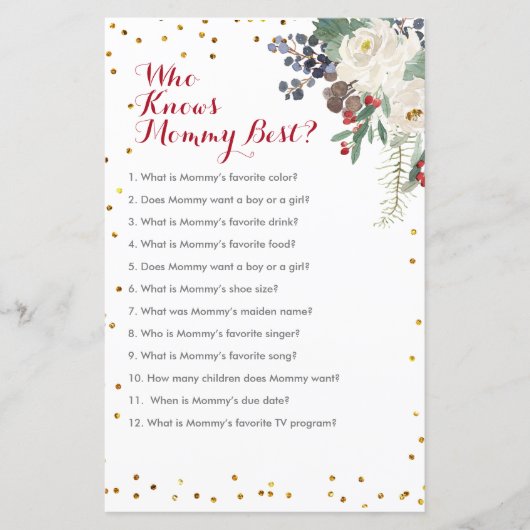 Winter KerstFloral die mama het beste spel kent (Voorkant)