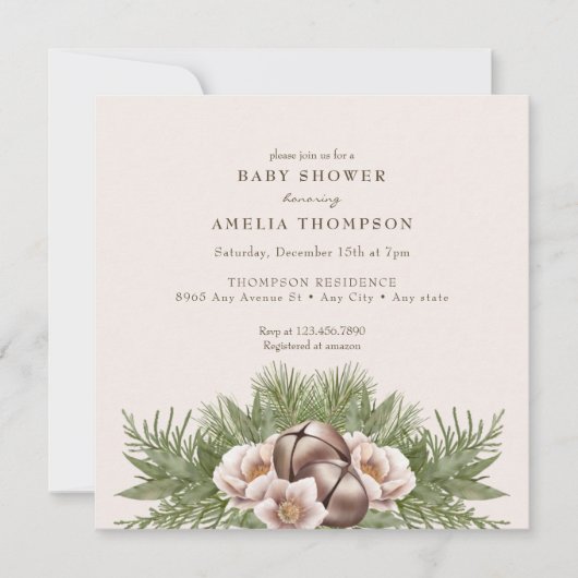 Winter Kerstgroen | Boho Baby Shower Kaart (Voorkant)