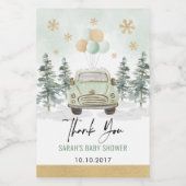 Winter Kerstgroen Goud Drive Thru Bruiloft Wijn Etiket (Enkel label)