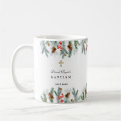 Winter Kerstgroen Gouden Kruis Jongens Doop Koffiemok (Links)