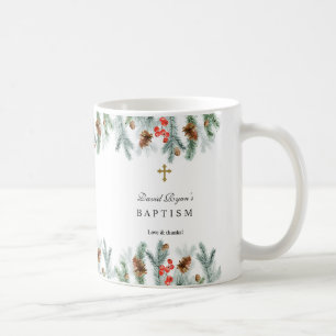 Winter Kerstgroen Gouden Kruis Jongens Doop Koffiemok