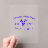 Winter Kersthuis blauwe candy canes geschat jaar Acryl Uitnodigingen (Insitu (Draagbaar))