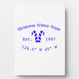 Winter Kersthuis blauwe candy canes geschat jaar  Fotoplaat