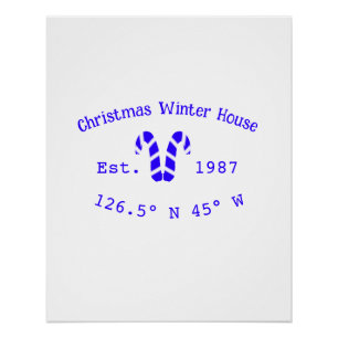 Winter Kersthuis blauwe candy canes geschatte jaar Perfect Poster