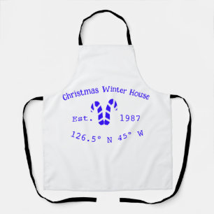 Winter Kersthuis blauwe candy canes geschatte jaar Schort