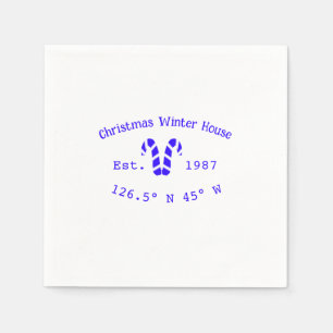 Winter Kersthuis blauwe candy canes geschatte jaar Servet