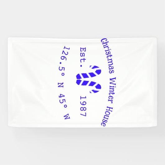 Winter Kersthuis blauwe candy canes geschatte jaar Spandoek (Horizontaal)