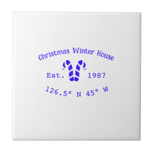 Winter Kersthuis blauwe candy canes geschatte jaar Tegeltje