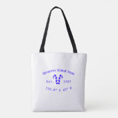 Winter Kersthuis blauwe candy canes geschatte jaar Tote Bag (Achterkant)