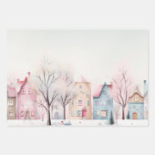 Winter Kersthuisjes Esthetische Decor Inpakpapier Vel (Voorkant 3)