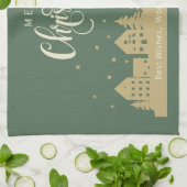 Winter Kersthuizen | Onroerend goed Gepersonalisee Theedoek (Gevouwen)