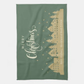 Winter Kersthuizen | Onroerend goed Gepersonalisee Theedoek (Verticaal)