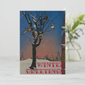 Winter kerstkaart label stijl (Staand voorkant)