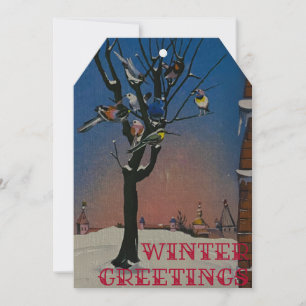 Winter kerstkaart label stijl