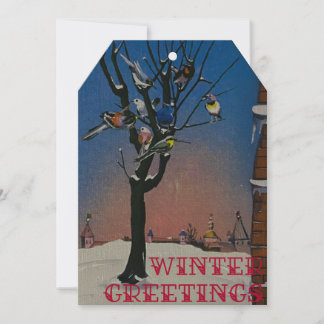 Winter kerstkaart label stijl