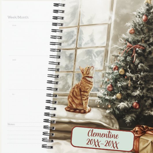 Winter Kerstkat On gedateerd Afsprakenboek Planner