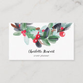 Winter Kerstkrans waterverf event planner Visitekaartje (Voorkant)