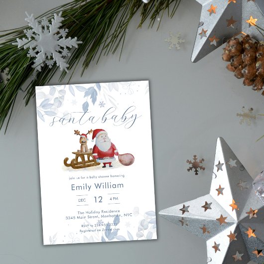 Winter Kerstman Baby Shower Kaart