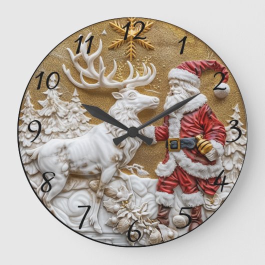 Winter Kerstman en rendier viering Grote Klok (Voorkant)