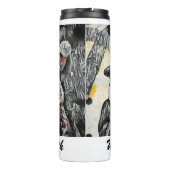 Winter, kerstman en sneeuwvrouw tekenen thermosbeker (Achterkant)