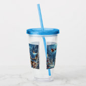 Winter/Kerstman/Kerstmis/Sneeuw Acryl Drinkbeker (Links)