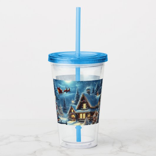 Winter/Kerstman/Kerstmis/Sneeuw Acryl Drinkbeker (Voorkant)