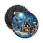 Winter/Kerstman/Kerstmis/Sneeuw Button Flesopener (Voorkant)