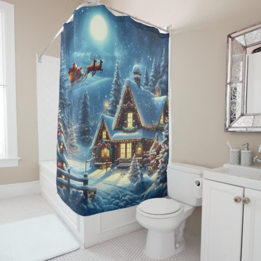 Winter/Kerstman/Kerstmis/Sneeuw Douchegordijn (In situ)