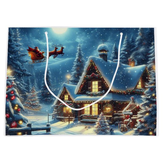 Winter/Kerstman/Kerstmis/Sneeuw Groot Cadeauzakje (Voorkant)