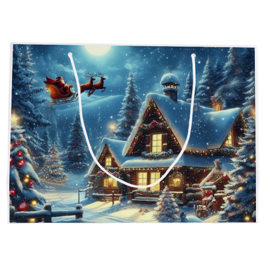 Winter/Kerstman/Kerstmis/Sneeuw Groot Cadeauzakje (Achterkant)