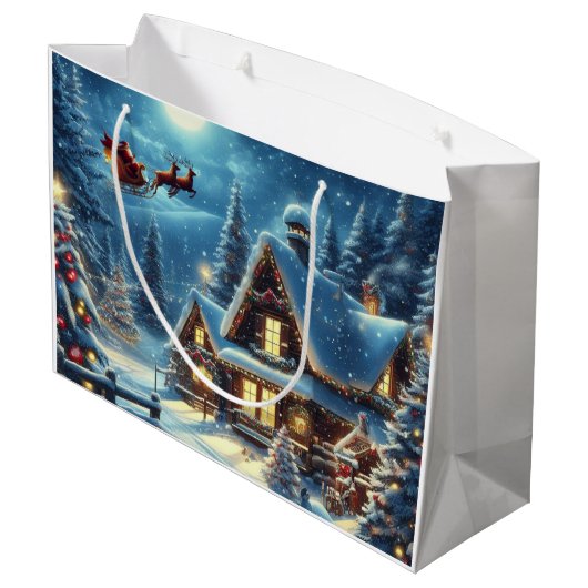 Winter/Kerstman/Kerstmis/Sneeuw Groot Cadeauzakje (Achterkant Gekanteld)