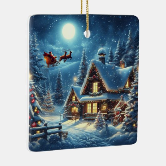 Winter/Kerstman/Kerstmis/Sneeuw Keramisch Ornament (Rechts)