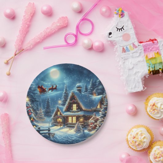 Winter/Kerstman/Kerstmis/Sneeuw Papieren Bordje (Feest)