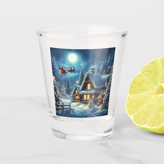 Winter/Kerstman/Kerstmis/Sneeuw Shot Glas (Voorkant)