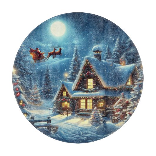 Winter/Kerstman/Kerstmis/Sneeuw Snijplank (Voorkant)