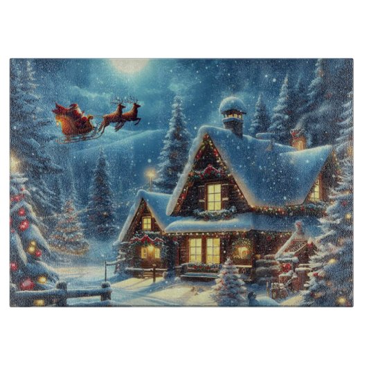 Winter/Kerstman/Kerstmis/Sneeuw Snijplank (Voorkant)