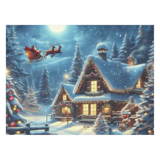 Winter/Kerstman/Kerstmis/Sneeuw Tafelkleed (Voorkant (Horizontaal))