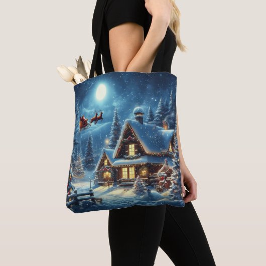 Winter/Kerstman/Kerstmis/Sneeuw Tote Bag (Dichtbij)
