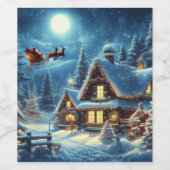 Winter/Kerstman/Kerstmis/Sneeuw Wijn Etiket (Enkel label)