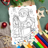 Winter Kerstman Kleur In Kerstmis Kleurplaat Groet Feestdagenkaart