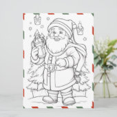 Winter Kerstman Kleur In Kerstmis Kleurplaat Groet Feestdagenkaart (Staand voorkant)